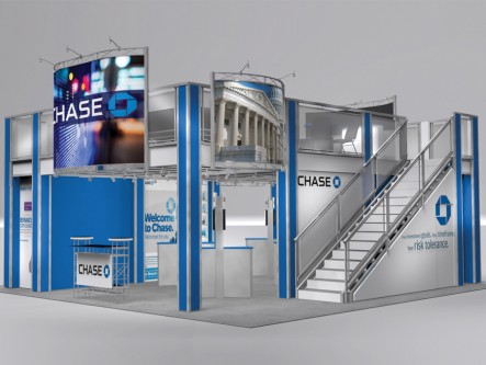 Tradeshow Double Decker Booth Rental | TR3030 Variation B Left