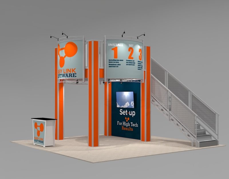 EL2020V1A-DD_20 x 20 Trade Show Double Deck Turnkey Rental