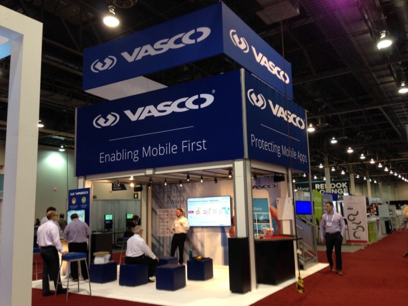 Hanging sign used with double deck exhibit