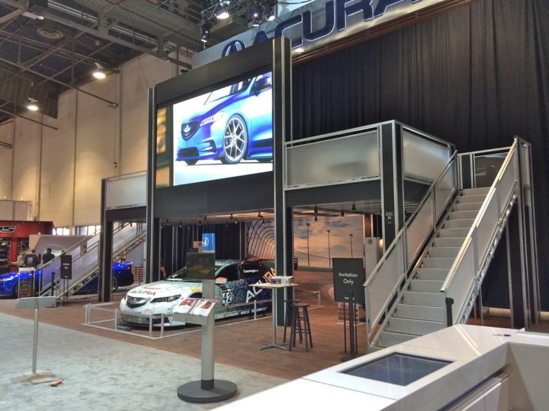 Large Two Story Trade Show Double Deck With Giant Flat Screen in Las Vegas