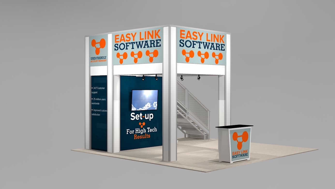 Low Cost 20 x 20 Trade Show Double Deck Exhbit Rental Design