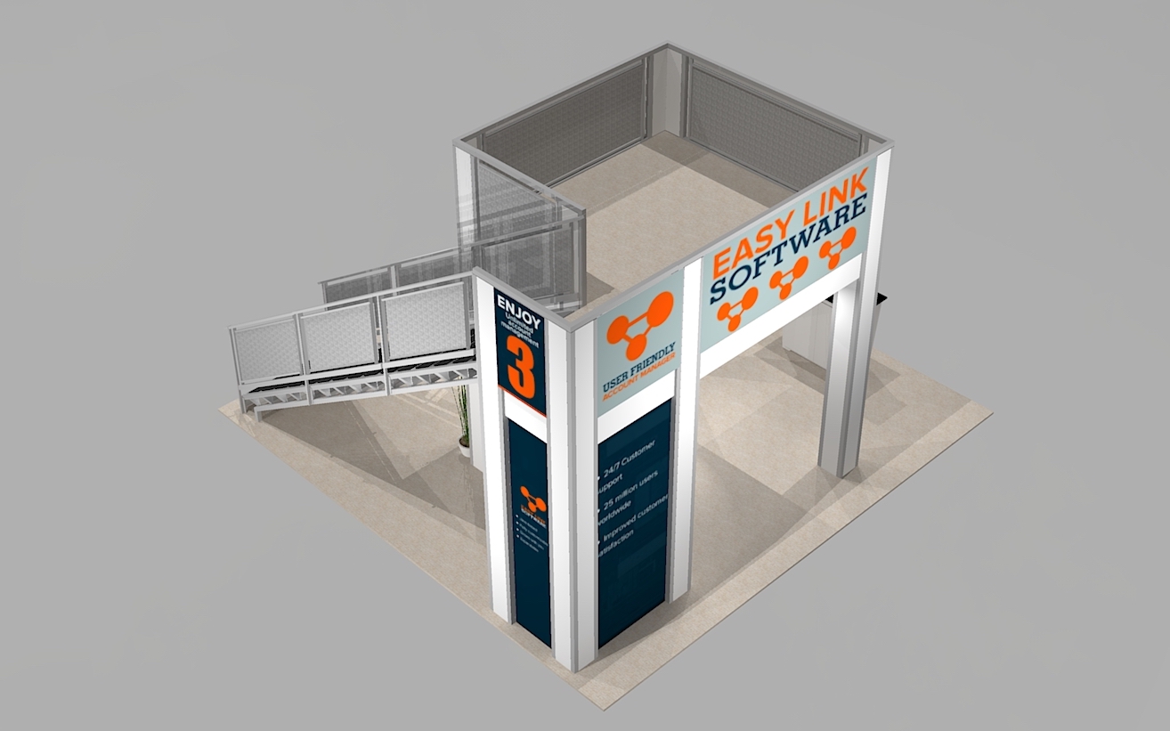 Low Cost 20 x 20 Trade Show Double Deck Exhbit Rental Design