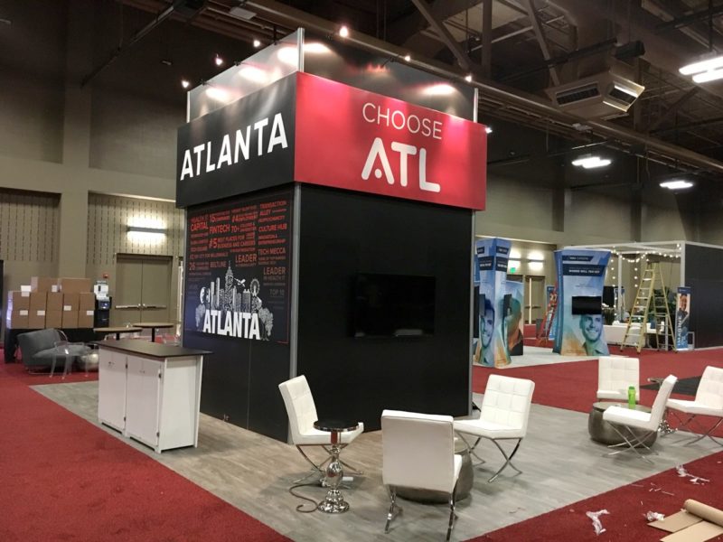 Booth design with private meeting room