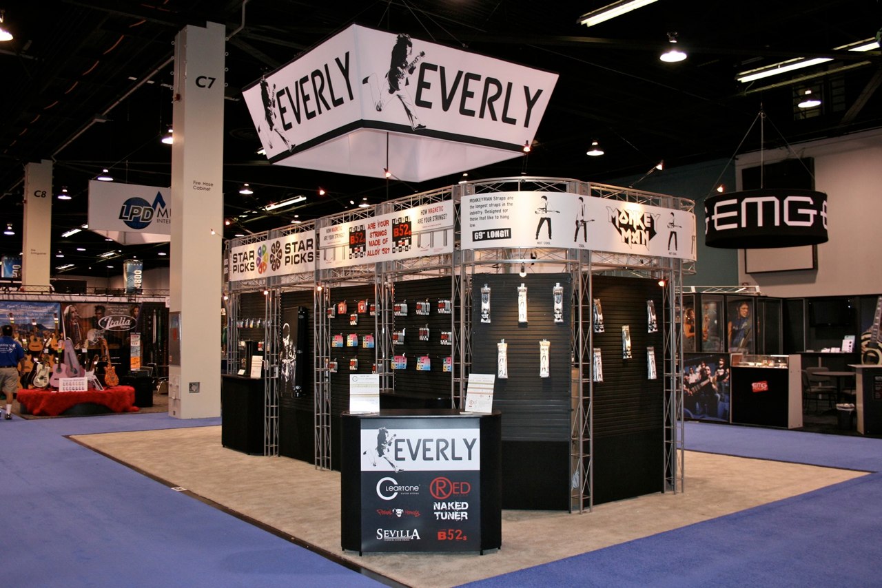 Storage space in a trade show exhibit
