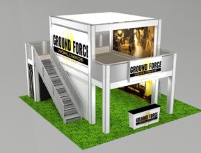 Double Deck Exhibit Design With Ceiling Over Second Level