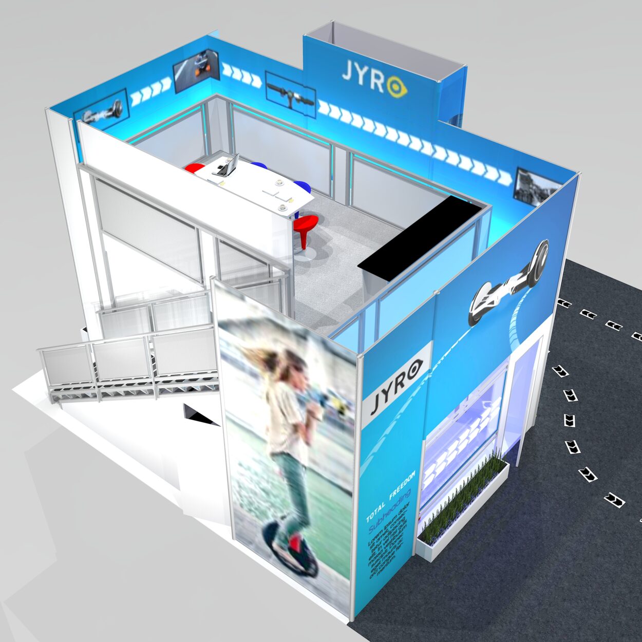 Custom Two Story Double Deck Trade Show Exhibit Rental With Large Graphic Walls